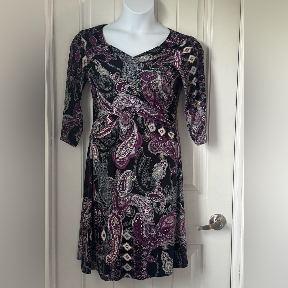 B Slim Purple Paisley Dress